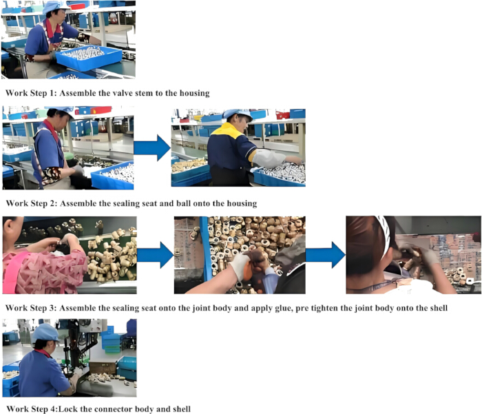 figure-results-1 显示组件装配和外壳逐步操作流程的阀门组装过程示意图。