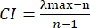 Chromaticity index formula, CI=(λmax-n)/(n-1); equation for color analysis.