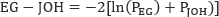 Chemical equilibrium equation, EG − JOH=-2[ln(P_EG) + P_JOH)], formula in diagram, educational use.