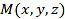 Mathematical expression M(x,y,z) illustrates multivariable functions and coordinate relationships.