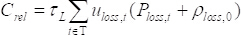 Equation for calculating energy loss, featuring summation of power components; mathematical formula.