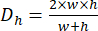 figure-protocol-5 Darcy-Weisbach equation, hydraulic diameter formula, \(D_h = \frac{2 \times w \times h}{w + h}\) diagram.