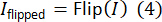 Image flipping equation \(I_{flipped} = Flip(I)\), transformation formula.