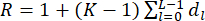 Equation for calculating R in statistical models, featuring summation notation; formula illustration.