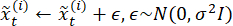 Stochastic process formula, equation for Gaussian noise, statistical analysis concept.