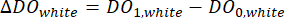 ΔDO formula; ΔDO_white = DO_{1,white} - DO_{0,white}; equation; optical analysis.