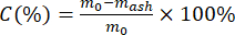 Combustion yield formula, equation, percentage calculation, chemistry analysis.