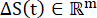ΔS(t) ∈ ℝᵐ; dynamic equation symbol, diagram, mathematical model, time-dependent change.
