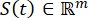 Mathematical concept, set membership notation, S(t) ∈ ℝ^m, equation, educational use.