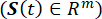 Mathematical formula, S(t) ∈ R^m, used in advanced calculus or linear algebra concepts.