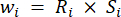 Equation illustrating weight calculation formula: wi = Ri × Si.