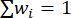 Equation of weighted sum equals one, static equilibrium, formula: Σwi=1, mathematical concept.