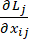 Partial derivative mathematical expression, ∂Lj/∂xij, formula, differentiation process.