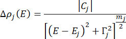 Δρᵢ(E) formula for electronic density of states, showing energy level diagram, physics equation.