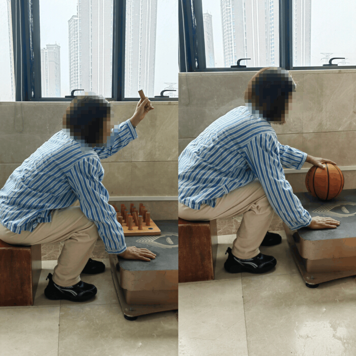 Dynamic equilibrium; balance test with game piece and ball; physiological assessment technique.