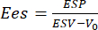 Ees formula for calculation of end-systolic elastance, equation image for cardiovascular studies.