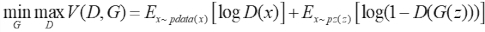 Generative Adversarial Network equation, min-max optimization formula, research study method.