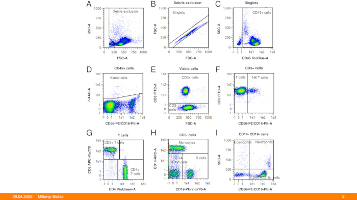 figure-results-2 Flow cytometry data analysis chart, CD marker identification; cell viability and differentiation.