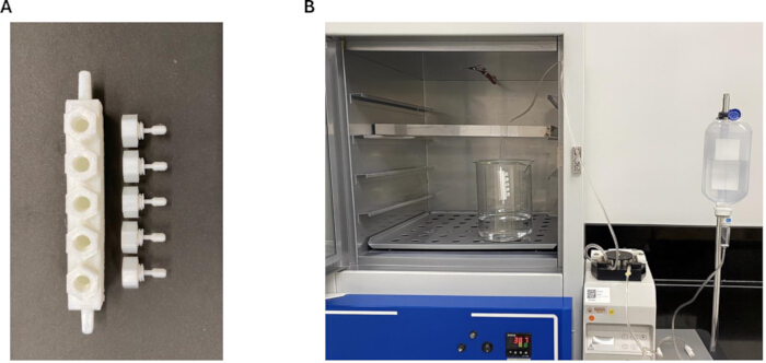 figure-protocol-4 Filtration apparatus with tubing connections; vacuum distillation setup with beaker in oven.