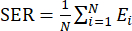 SER calculation equation, formula Σ from i=1 to N of Ei over N; educational research use.