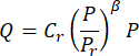 Gas flow rate equation Q=Cr(P/Pr)^βP; physics formula; theoretical analysis.