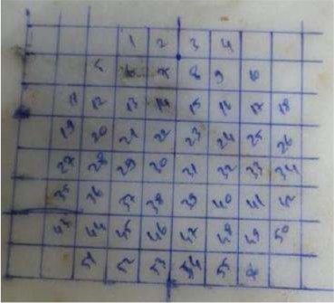 Magic square grid diagram, numerical pattern, used in mathematical analysis, visualization tool.