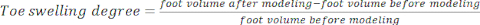 figure-protocol-1 Toe swelling degree formula; equation showing change in foot volume, research analysis.
