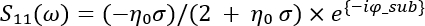 Spectroscopy result, S11(ω) formula, characterizing electromagnetic wave behavior.