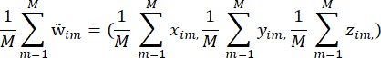 Linear combination formula, Σ(M=1)^M diagram, for multivariate data analysis.