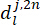 Equation d<sub>l</sub><sup>j,2n</sup>, mathematical symbol for sequence indexing, educational use.