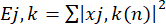 Mathematical concept, equation Ej,k=Σ|xj,k(n)|², analysis of signal energy distribution.