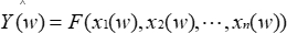 Multivariable function formula, statistical model representation, equation analysis.