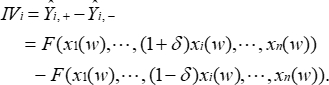 Multivariate calculus formula; IVi = Ŷi,+ - Ŷi,-; function evaluation; symbolic representation.