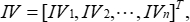 Equation vector notation for input variables IV in mathematical analysis.