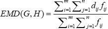 Earth Mover's Distance formula; mathematical equation analysis; optimization method.