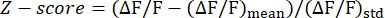 Z-score calculation formula, showing standard deviation and mean adjustments in statistical data analysis.