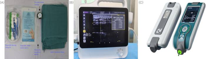 figure-results-1 Medical equipment and monitoring devices: dressing kit, ultrasound, and handheld analyzer.