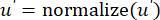 Equation for vector normalization: u = normalize(u).