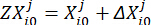 Equation showing variables and changes: ZX₀ = X₀ + ΔX₀; mathematical expression.