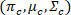 Gaussian distribution parameters (πc, μc, Σc), statistical analysis equation, data modeling.