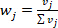 Weighted average formula wj=vj/Σvj; mathematical equation for data weighting analysis.