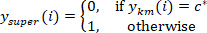 Supervised classification formula, Ysuper(i), conditional equation in research methodology.