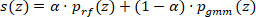 Equation: Static equilibrium formula s(z)=α·prf(z)+(1−α)·pgnm(z) in statistical method.
