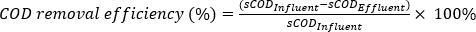 COD去除效率公式，sCOD计算，环境科学，废水处理方程。