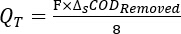 化学需氧量计算公式示意图，Q<sub>T</sub> = F×Δ<sub>S</sub>COD<sub>Removed</sub>/8 的计算。