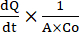 Fluid dynamics equation; dQ/dt=1/(A×Co); mathematical analysis process.