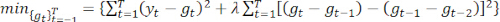 Mathematical optimization equation in signal processing, diagram of cost function minimization.