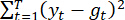 Sum of squared differences formula, Σ(yᵗ-gᵗ)², statistical method.