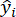 Linear regression formula, ŷᵢ symbol, equation diagram, predictive modeling, statistical analysis.