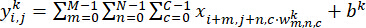 Convolutional operation formula diagram; mathematical notation for machine learning models.